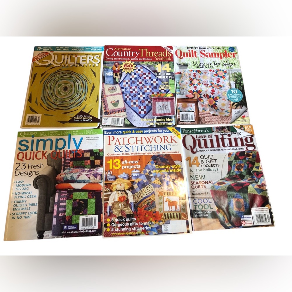Quilting Magazines, lot of 6, Quick Quilting, Country Threads , Quilt Sampler